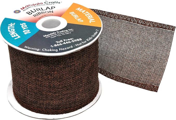 Mandala Crafts Brown Burlap Ribbon 3 Inches Wide Jute Ribbons - Image 4