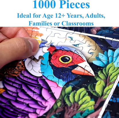 Think2Master Colorful Birds 1000 Pieces Jigsaw Puzzle. Paper Cut Craft Style. - Image 4