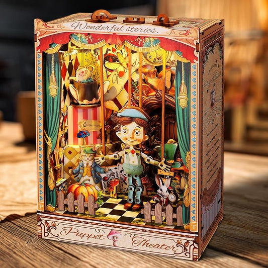 LED 3D Wood Puzzle Puppet Theater Book Nook Kit by FUNPOLAHomeDecor3DPuzzles