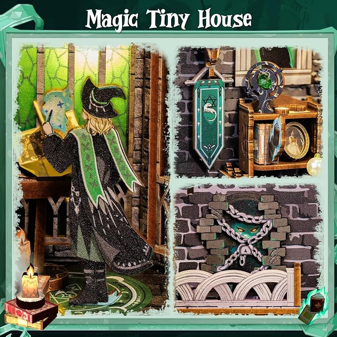 CUTEBEE Book Nook Kit, DIY Booknook Miniature House Tiny House 3D Wooden Puzzle - Image 5