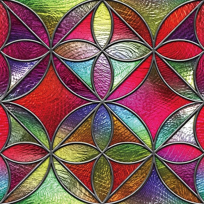 DKTIE Geometric Art Stained Glass Window Film Bathroom Window Privacy Film by Dktie