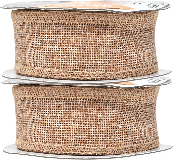 Mandala Crafts Natural Burlap Ribbon 1.5 Inches Wide Jute Ribbons - Image 2