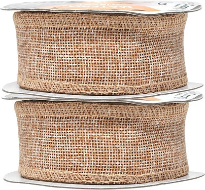 Mandala Crafts Natural Burlap Ribbon 1.5 Inches Wide Jute Ribbons - Image 2