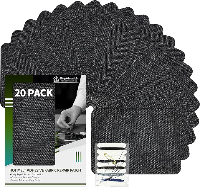 KING MOUNTAIN Iron-on Repair Patch 20 Pcs Pack, Denim Patches by ForABetterHomeLife