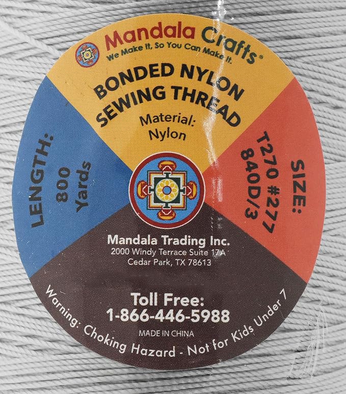 Mandala Crafts Bonded Nylon Thread Gray Heavy Duty Sewing Threads - Image 4