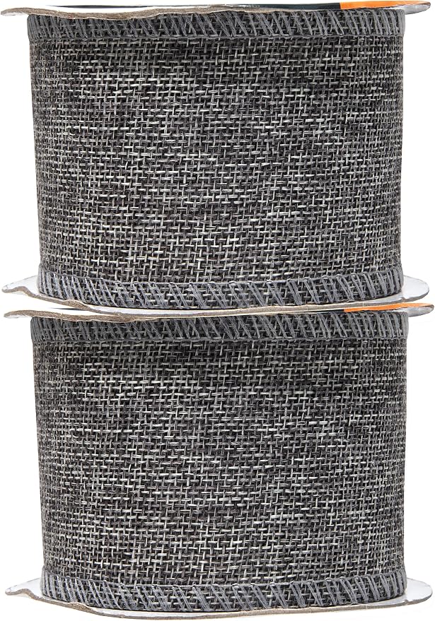 Mandala Crafts Gray Burlap Ribbon 2.5 Inches Wide Jute Ribbons - Image 2