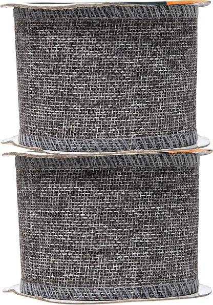 Mandala Crafts Gray Burlap Ribbon 2.5 Inches Wide Jute Ribbons - Image 2