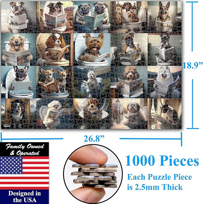 Think2Master Pooping Dogs & Puppies 1000 Pieces Jigsaw Puzzle. Pooping Puppies - Image 2