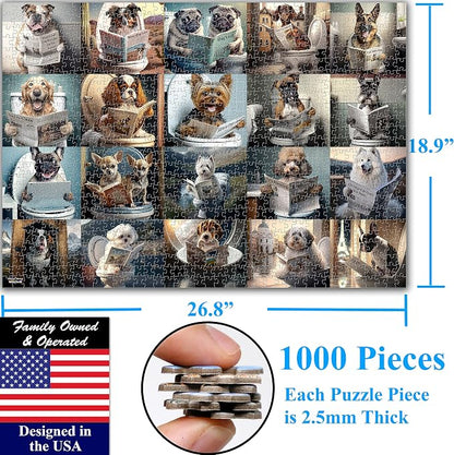 Think2Master Pooping Dogs & Puppies 1000 Pieces Jigsaw Puzzle. Pooping Puppies - Image 2
