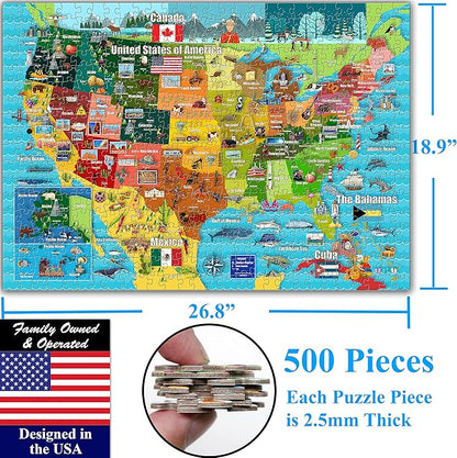 Think2Master Colorful United States Map 500 Pieces Large Format Jigsaw Puzzle - Image 6