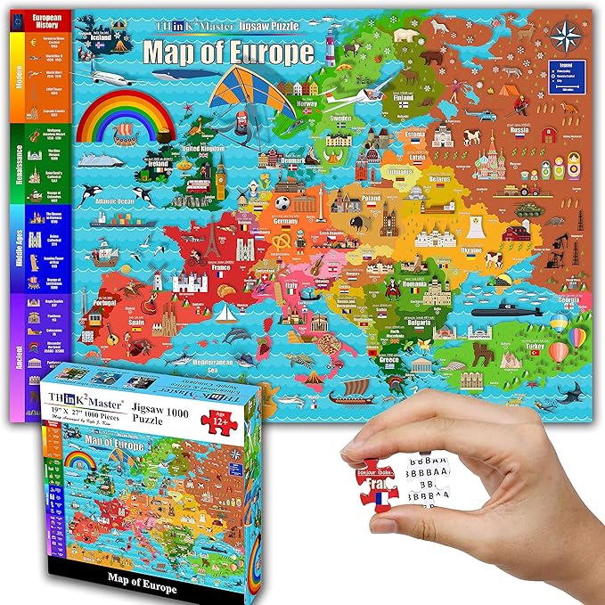 Think2Master Colorful Map of Europe 1000 Pieces Jigsaw Puzzle - Image 7