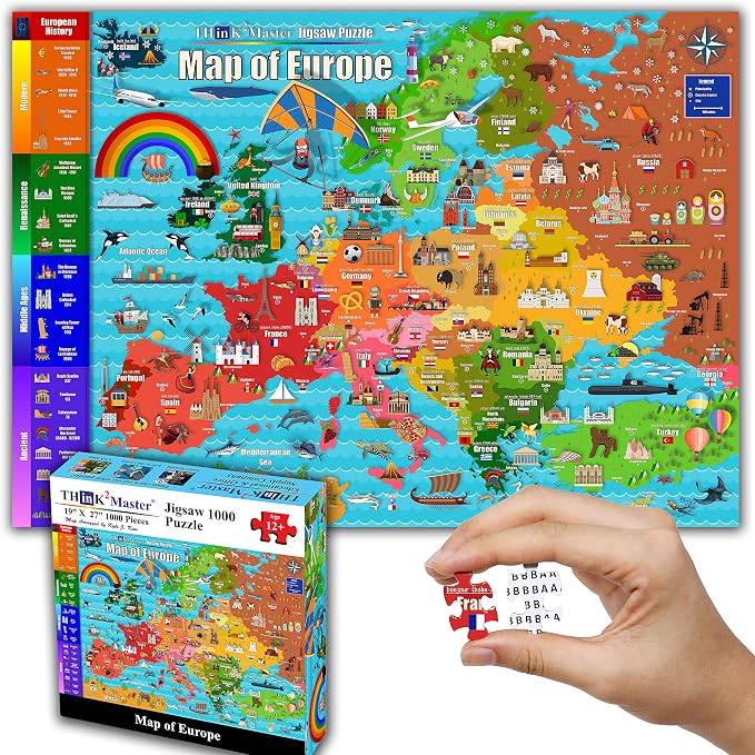 Think2Master Colorful Map of Europe 1000 Pieces Jigsaw Puzzle by Think2Master