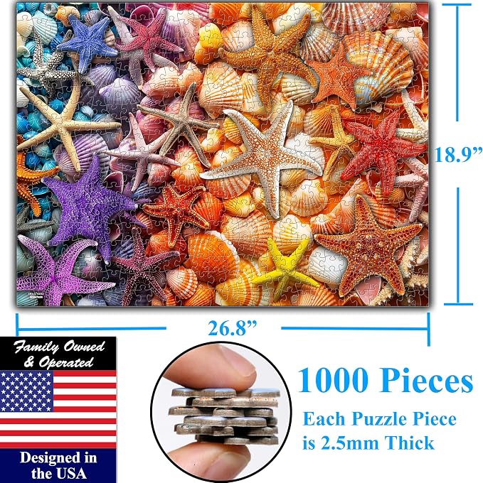 Think2Master Colorful Rainbow of Starfish & Seashells 1000 Pieces Large Format - Image 6