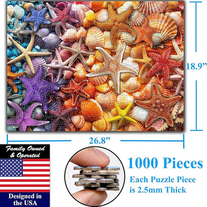 Think2Master Colorful Rainbow of Starfish & Seashells 1000 Pieces Large Format - Image 6