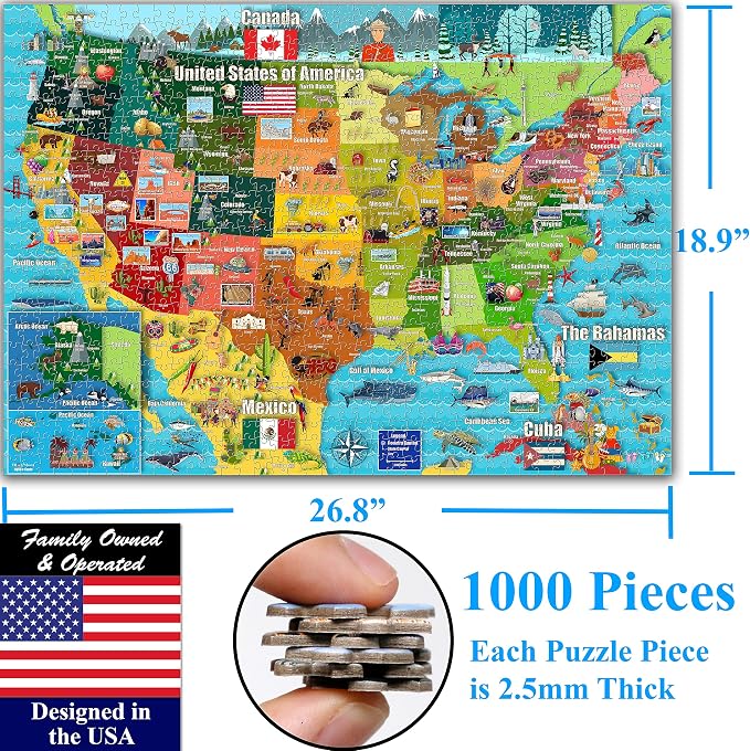 Think2Master Colorful United States Map 1000 Pieces Jigsaw Puzzle - Image 5