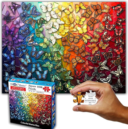 Think2Master Colorful Rainbow of Butterflies & Stained Glass 1000 Pieces Large by Think2Master