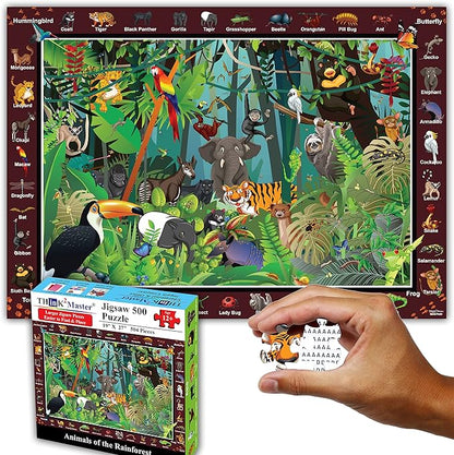 Think2Master Colorful Rainforest Jungle Zoo Animals 500 pieces Large Format by Think2Master