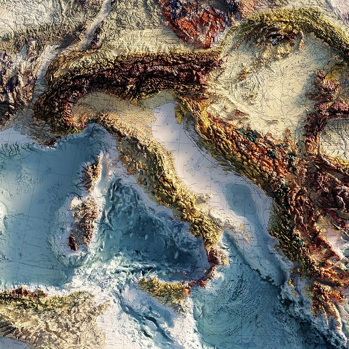 Muir Way Shaded Relief Elevation Map of Europe - Image 2