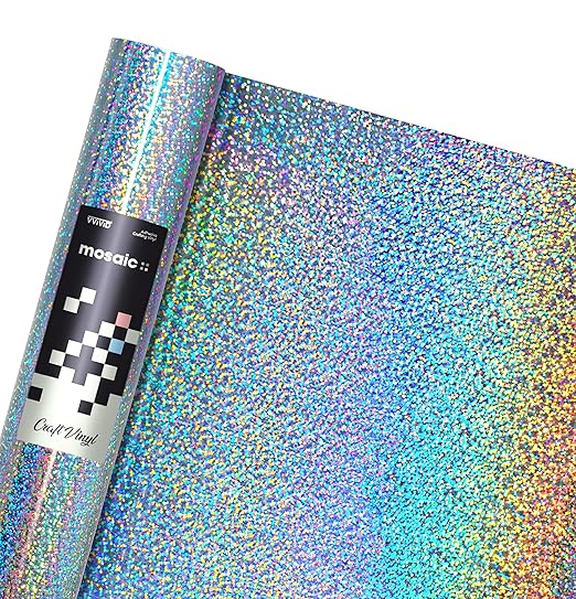 VViViD Mosaic+ Silver Holographic Glitter 1ft x 5ft Crafting Vinyl Crinkle-Free by VVIVIDVINYLS
