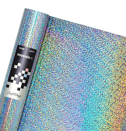 VViViD Mosaic+ Silver Holographic Glitter 1ft x 5ft Crafting Vinyl Crinkle-Free by VVIVIDVINYLS