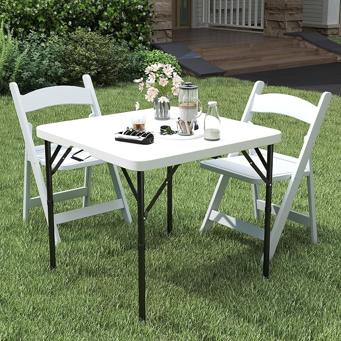 34" Square Folding Table, Portable Plastic Card Table - Image 8