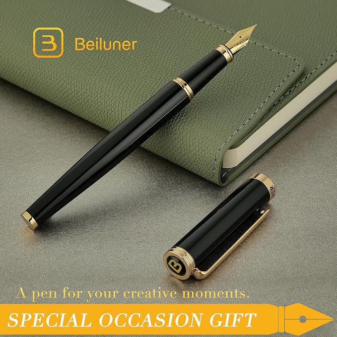 BEILUNER Black Fountain Pen, Stunning Luxury Pens - Image 7