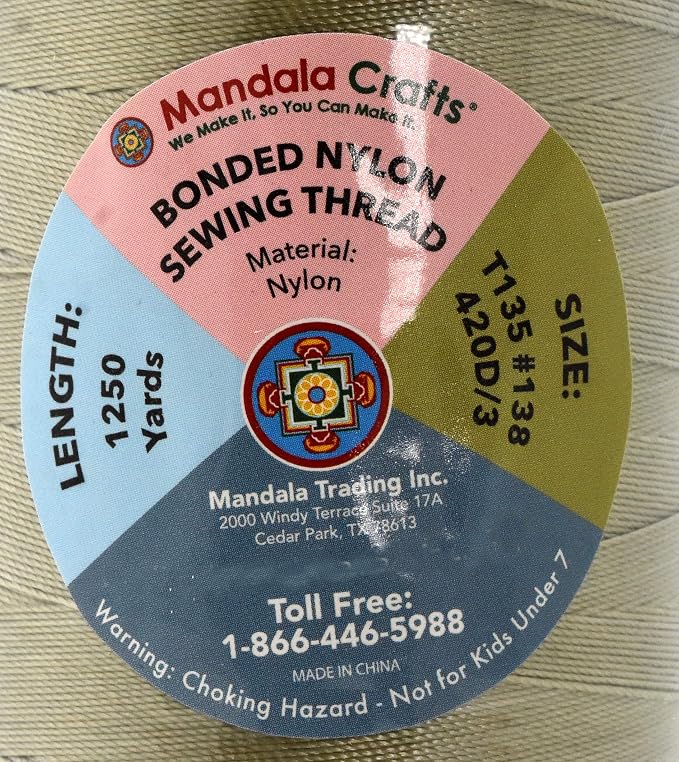 Mandala Crafts Bonded Nylon Thread Beige Heavy Duty Sewing Threads - Image 4