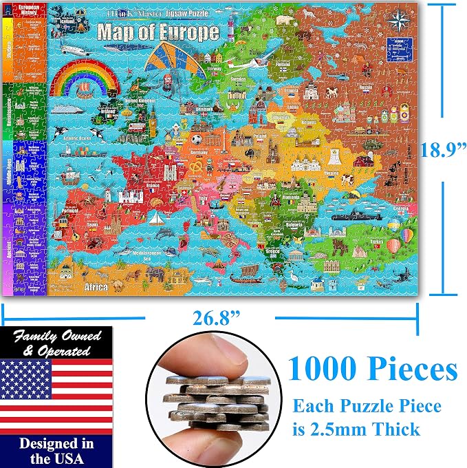 Think2Master Colorful Map of Europe 1000 Pieces Jigsaw Puzzle - Image 6