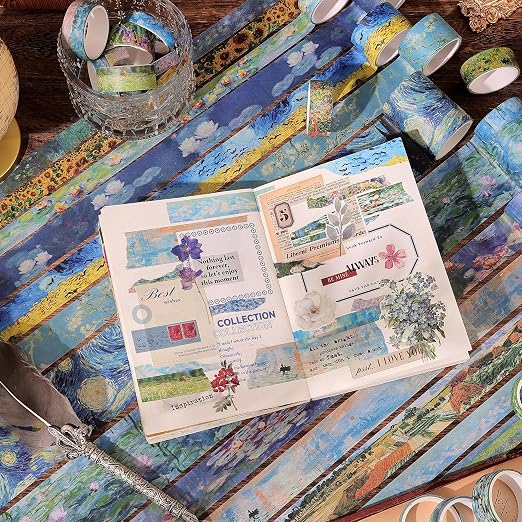 emmoolife 32 Rolls Washi Tape Set, Oil Painting Decorative Masking Tape - Image 8