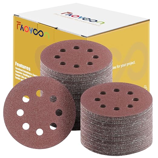 80 Grit 5 Inch Sanding Discs Hook and Loop, Sanding Disks, Sandpaper by Faoyoon