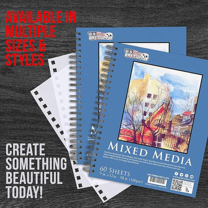 U.S. Art Supply 9"x12" Mixed Media Sketchbook, 2 Pack, 98 lb - Image 5