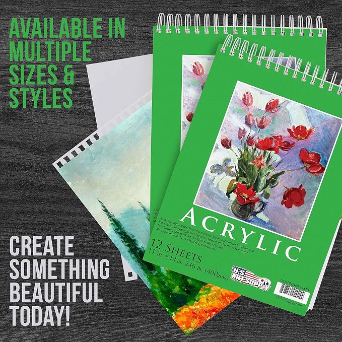 U.S. Art Supply 11x14 Premium Heavy-Weight Acrylic Painting Paper Pad, 2 Pack - Image 5