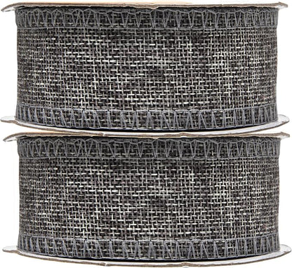 Mandala Crafts Gray Burlap Ribbon 1.5 Inches Wide Jute Ribbons - Image 2