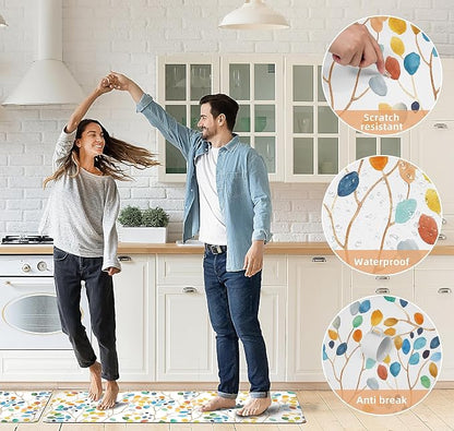 weesire Anti Fatigue Mats for Kitchen Floor Boho Kitchen Rugs Colorful Floral - Image 5