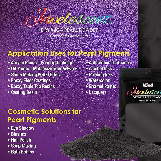 U.S. Art Supply Jewelescent Mica Pearl Pigment Powder Kit, 6 Basic Colors - Image 6