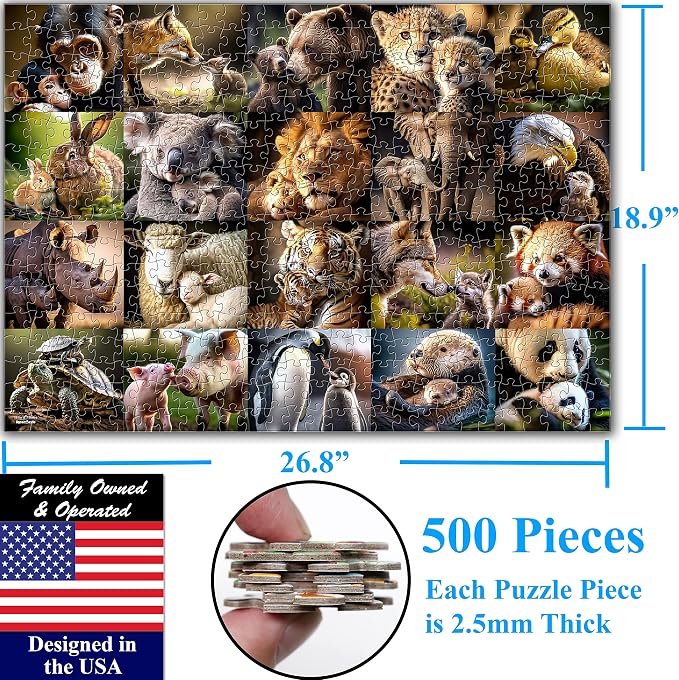 Think2Master Animal Families 500 Pieces Jigsaw Puzzle Featuring heartwarming - Image 2