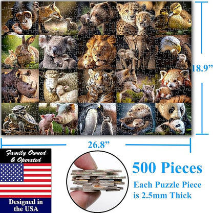 Think2Master Animal Families 500 Pieces Jigsaw Puzzle Featuring heartwarming - Image 2