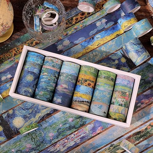 emmoolife 32 Rolls Washi Tape Set, Oil Painting Decorative Masking Tape - Image 6