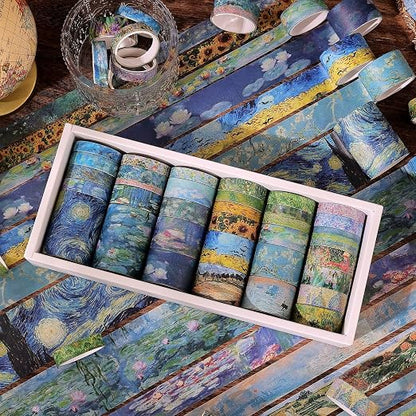 emmoolife 32 Rolls Washi Tape Set, Oil Painting Decorative Masking Tape - Image 6