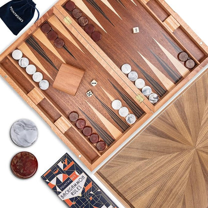 17 Inch Backgammon Sets for Adults. Beautiful Wood Inlaid Backgammon Board Game - Image 8