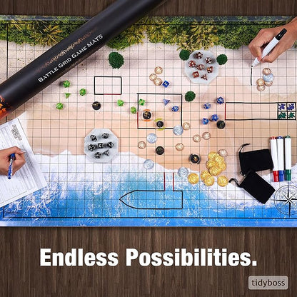 TIDYBOSS d&d Starter Set | 2 X Double Sides 4 Terrains 24x 36 Game Grid Mat | - Image 6