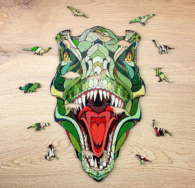 EWA Home Décor – T-Rex Small 80 Pieces – Wooden Jigsaw Puzzle by EWAEcoWoodArt