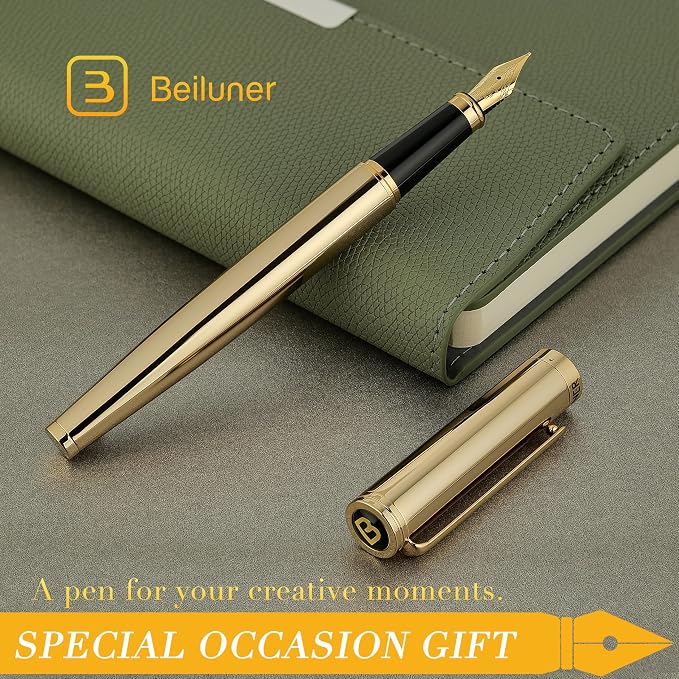 BEILUNER Gold Fountain Pen, Stunning Luxury Pens - Image 7