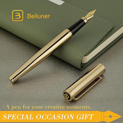 BEILUNER Gold Fountain Pen, Stunning Luxury Pens - Image 7