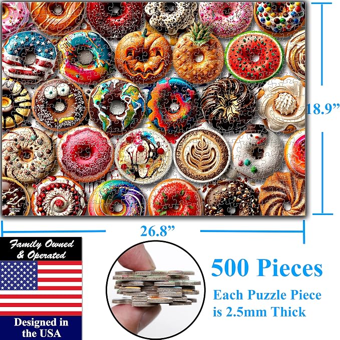 Think2Master Donuts 500 Pieces Jigsaw Puzzle. Perfect White Elephant Gag Gift. - Image 2