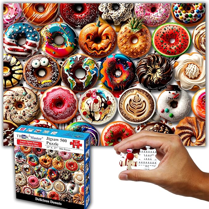 Think2Master Donuts 500 Pieces Jigsaw Puzzle. Perfect White Elephant Gag Gift. - Image 7