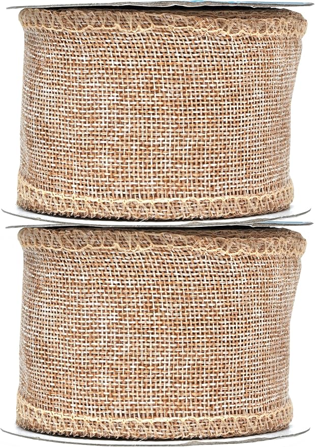 Mandala Crafts Natural Burlap Ribbon 2.5 Inches Wide Jute Ribbons - Image 2
