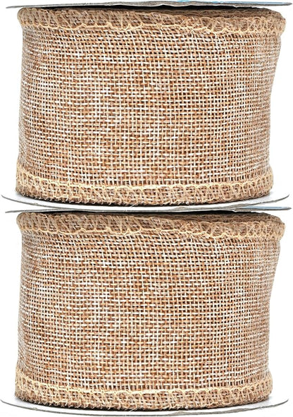 Mandala Crafts Natural Burlap Ribbon 2.5 Inches Wide Jute Ribbons - Image 2
