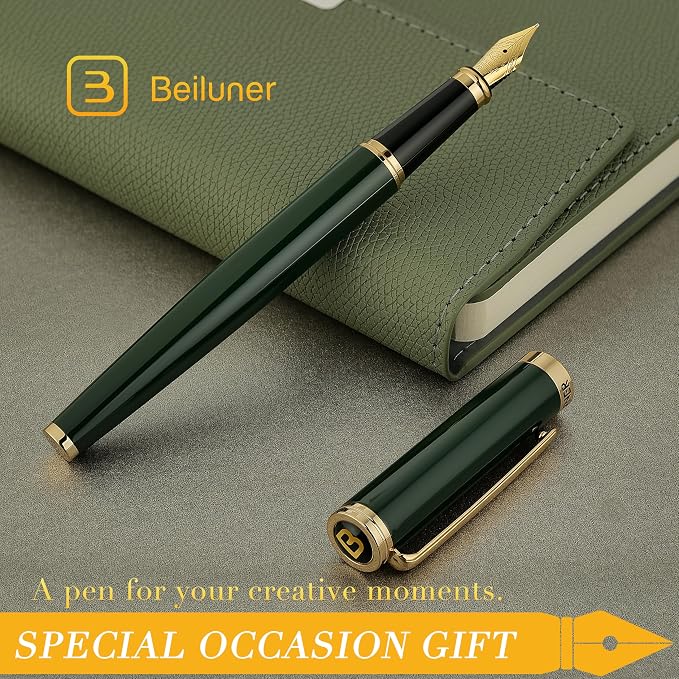 BEILUNER Racing Green Fountain Pen, Stunning Luxury Pens - Image 7