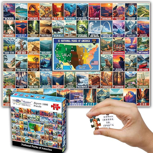 Think2Master Colorful Vintage USA National Parks 1000 Pieces Large Format by Think2Master